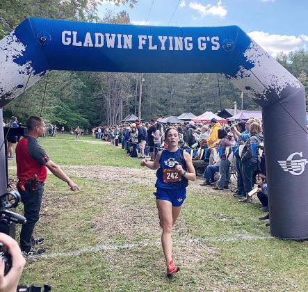 Gladwin’s Vivian O’Callaghan finishes first among her teammates again during a race earlier this season. The junior earned All-Jack Pine Conference Honorable Mention last week.