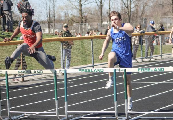 Gladwin’s Colton Pfenninger won both the 110 and 300 hurdles to help the Flying G’s win twice last week.