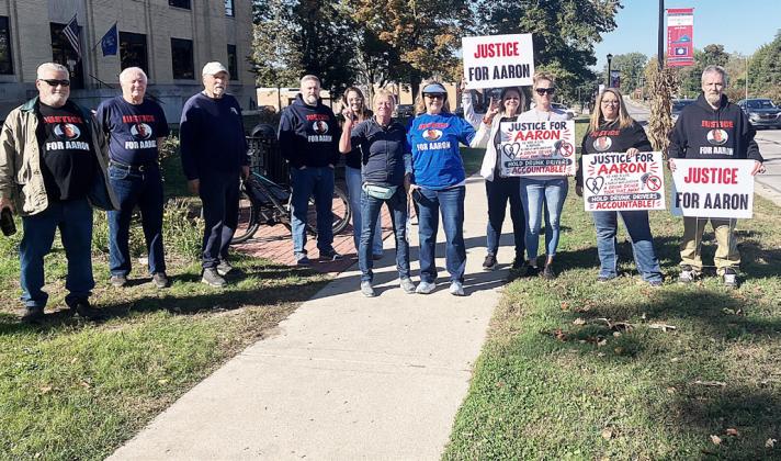 Family members and friends of the late Aaron Eagleson gathered on the lawn in front of the County Courthouse last Wednesday demanding “Justice for Aaron.”