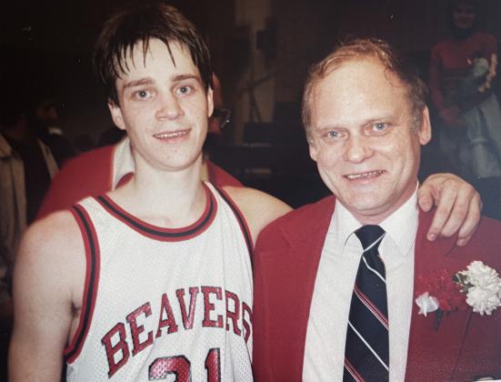 Jeff Johnston (left) and his dad Roy pose for a photo on their way to the Final Four at the end of the 1984 season.