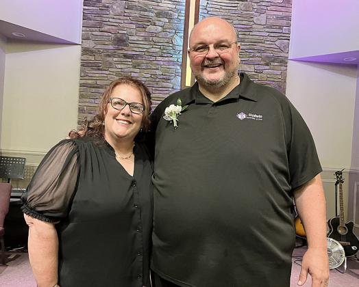 Pastor Brad Withrow and his wife, Cheryl, were all smiles after a moving tribute saluting their 32 years of service to Gladwin Assembly of God. Withrow has stepped down as Lead Pastor to take a statewide position within the ministry.