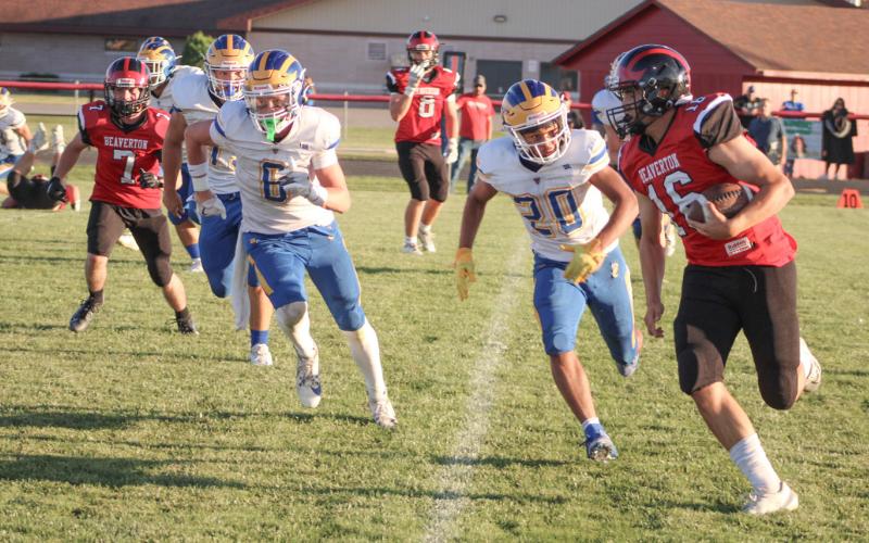Beaverton’s Landon Love rushed for 126 yards in 25 carries when the Beavers opened the season with a dramatic victory over visiting Evart.