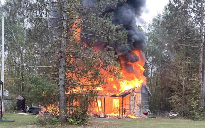 Pole barn ablaze on Saturday