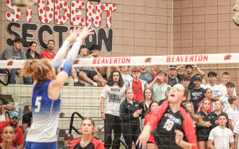 Beaverton’s Taryn Roberts had 28 kills and 20 blocks during a busy week for the Beavers leading into tonight’s Jack Pine Conference opener at Shepherd.