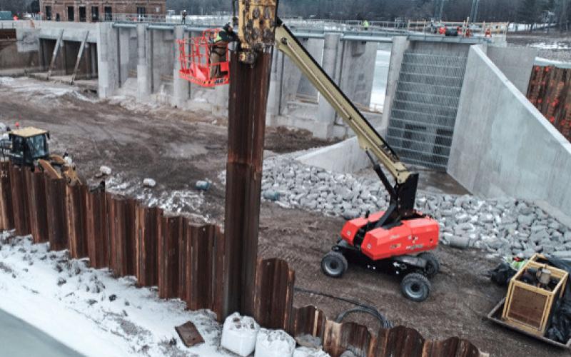 Pictured is construction at Sanford Dam.