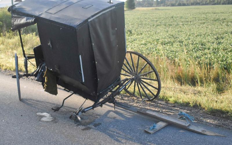 Amish buggy struck by semi on Beaverton Road
