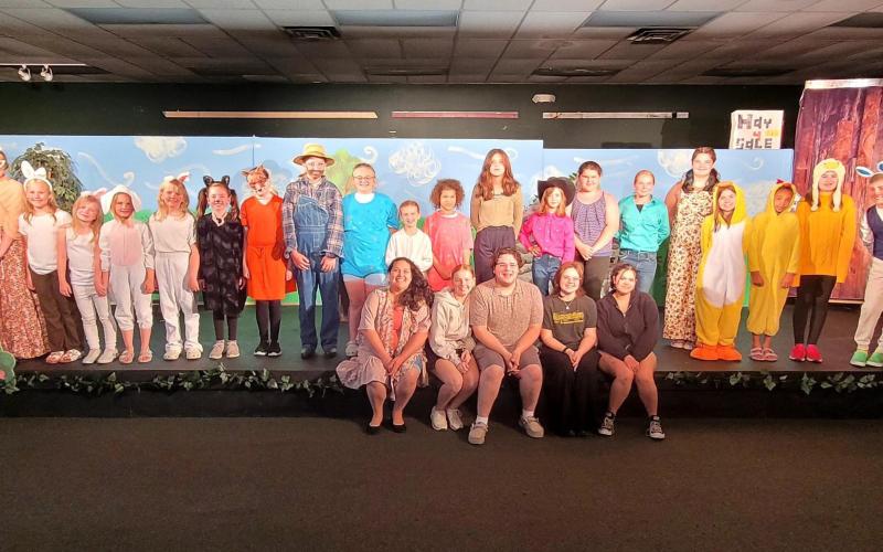Pictured in the back row are the Gladwin Area Friends of the Theater (GAFT) Summer Theatre Camp kids, with front row: Kate Smith, Shannon Graham, Landon Farley, Mady Crawford, and Sophia Moore.