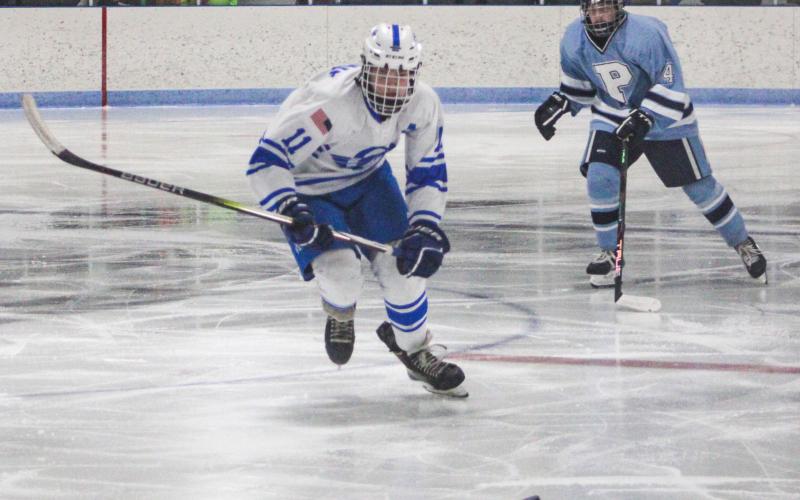 Clay Newman scored the inner in overtime Friday night when the Gladwin hockey team topped the visiting Lakeshore Badgers 6-5.
