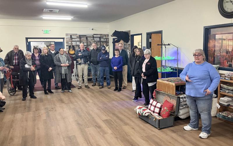 Sacred Heart Mission Director Yvette Keast expresses her gratitude to a large group of community members just before the formal ribbon cutting ceremony last Wednesday.