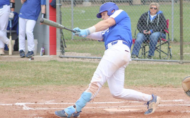 Gladwin’s Jayden Mieske had three hits in a 9-0 victory over Farwell last Wednesday that touched off a doubleheader sweep.