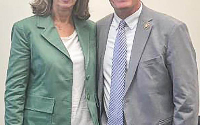 Congressman John Moolenaar, right, meets with Dutch Ambassador Birgitta Tazelaar.