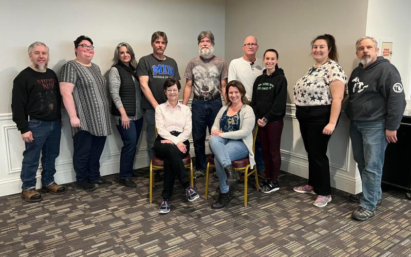 Death of A Hot Sauce Salesman cast pictured are back row: Steven Ulch, Katie Babb, Shiloh Butterfield, David Minor, Kevin Allen, Bill Mason, Sara Sparkman, Keara Hopkins, Karl Hauser; seated are Pam Gorton and Lorraine Carmen.