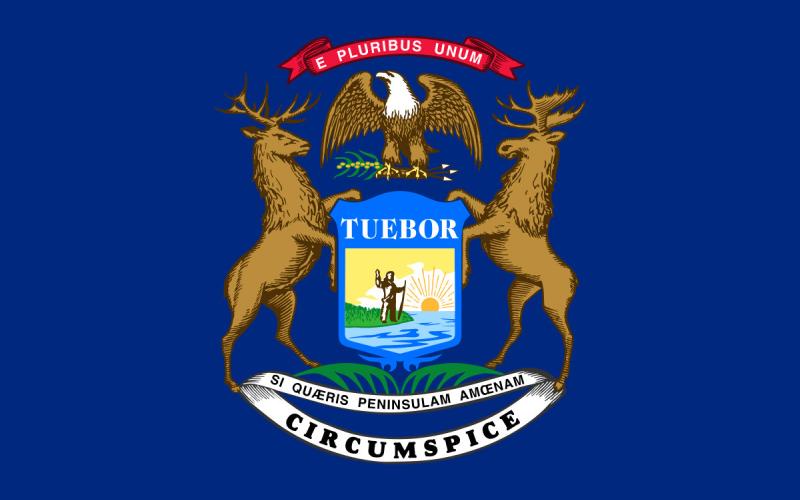 Michigan’s state flag is based on the state’s 1835 coat of arms.