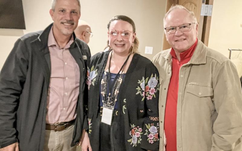A meet and greet was held last Wednesday at Rivertown Inn to welcome Dusty Welsh, the new Director of Business Services &amp;amp; Economic Development at Michigan Works! Region 7B to the area. Among the community leaders who attended were (left to right) Bob Balzer of Consumer’s Energy, Welsh and Beaverton’s Scott Govitz.