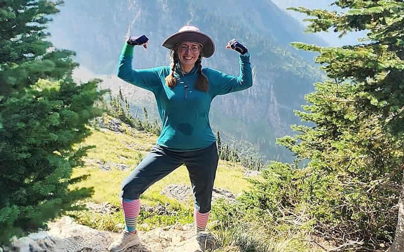Gladwin native Becca Corah strikes a pose on a mountain hike. Corah is participating in a climb at the Grand Canyon in October to raise awareness for Kidney Donor Athletes.