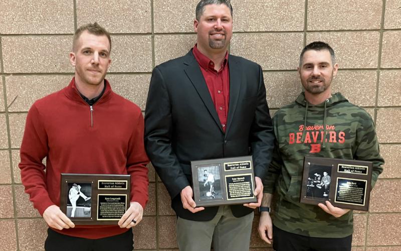 Pictured from left to right: Hall of Fame Inductees Ryan Longstreth, Peter Maxwell, and Jake Oard.