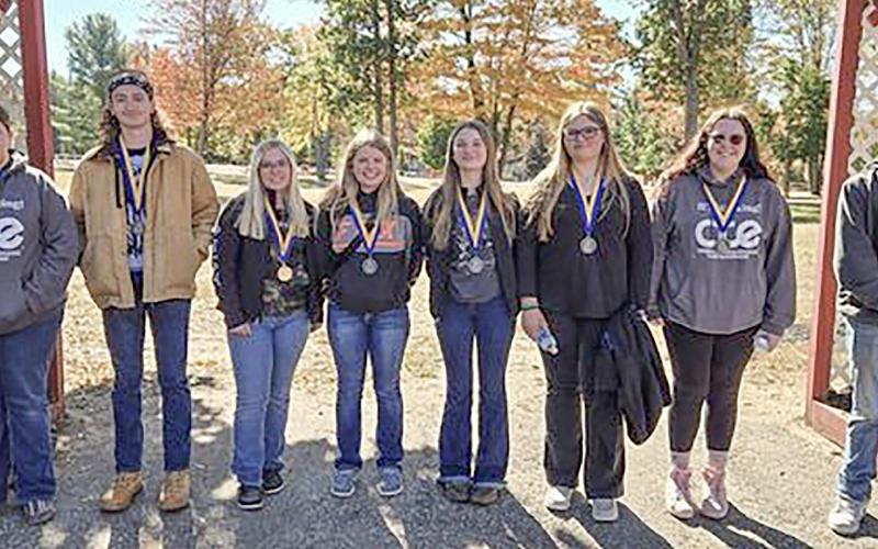 Pictured from left to right: Grace Hoag, Clayton Peacock, Dilana Ward, Lilly Moss, Brenna Buzzell, Lilly Frye, Faith St. Charles, and Ethan Bashur.