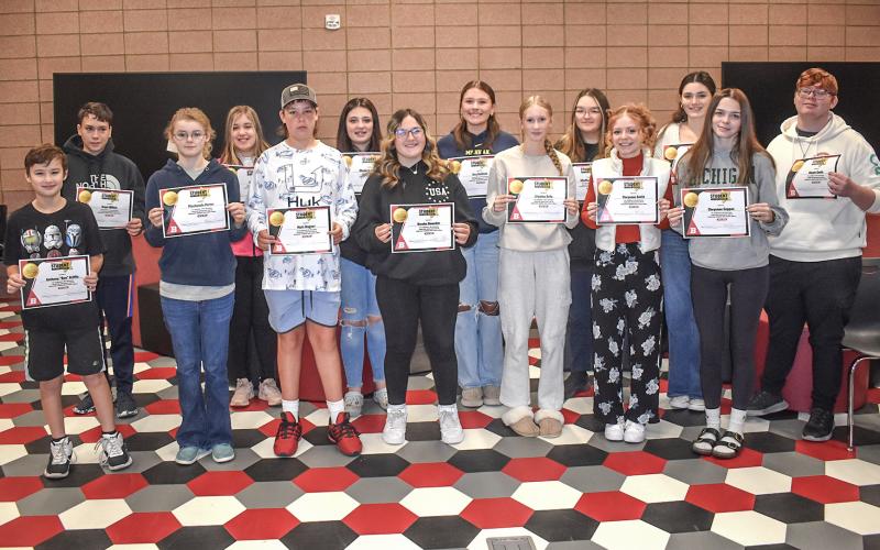 September’s BJSHS Students of the Month include Anthony “Ben” Griffin, Grant Willsie, Mackenzie Porter, Aliah Cook, Matt Wagner, Elizabeth Whitfield, Brooke Onweller, Izzy Dodman, Lilyahna Avila, EllieMay Palmer, Cheyenne Smith, Libby McKimmy, Cheyenne Coppes and Shawn Smith.