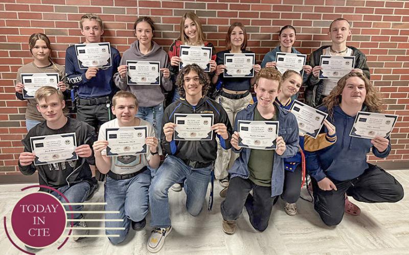 Pictured in back row, left to right: Elliot Vasquez (Farwell), Seth Strasser (Farwell), Gabby Mathews (Gladwin). Front row, left to right: Toby Miller (Farwell), Casey Brand (Harrison), and Russell Davis (Harrison). Not pictured: Savannah Wilson (Gladwin).