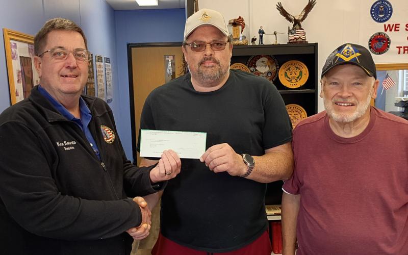 Pictured left to right: Ken Roberts, Gladwin County Office of Veterans Affairs Director; Art Day, Senior Warden, Gladwin Masonic Lodge #397; and Terry Perkins, Worshipful Master, Gladwin Masonic Lodge #397.