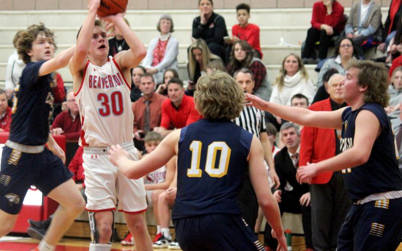 Layk Woodruff takes a shot against Saginaw Valley Lutheran.