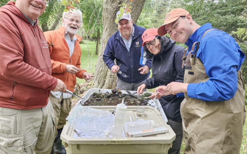 Volunteers at a stream sampling station. GLADWIN