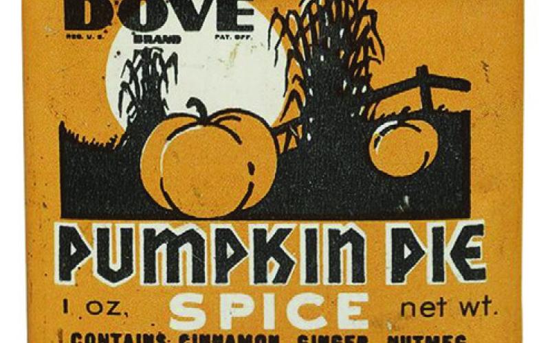 This vintage tin is a reminder that pumpkin spice was a well-loved flavor long before coffee shops started adding it to their drinks every fall. MORFORD’S ANTIQUE ADVERTISING AUCTIONS