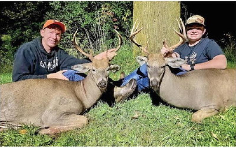 Hunting buddies Aiden McKenna (right) and Brayden Randle (left) were once again successful on the opening evening of the youth hunt. Aiden shot his 8-point at 208 yards. Minutes later, Brayden shot his 7-point at 185 yards.
