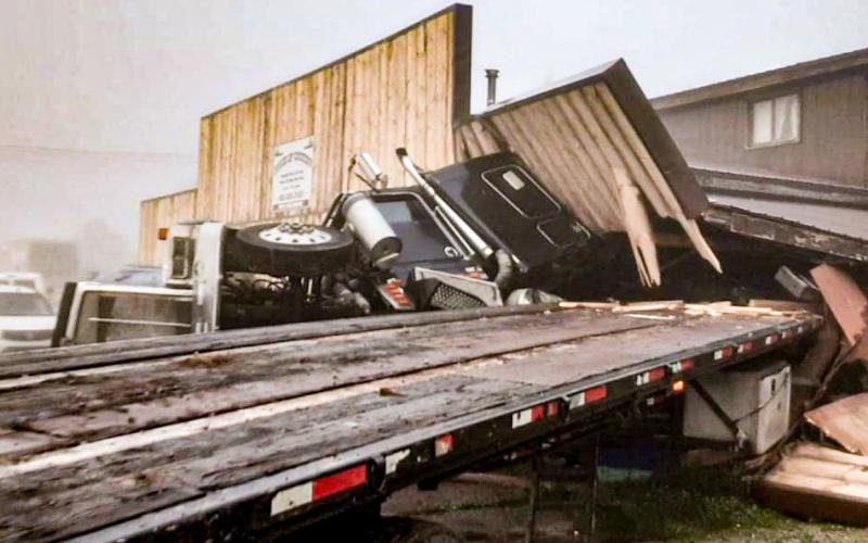 On Saturday, July 1, at 6:30 a.m. a semi-truck drove into the Touch Of Country Greenhouse, located at 6035 N. M-30 in Hope.
