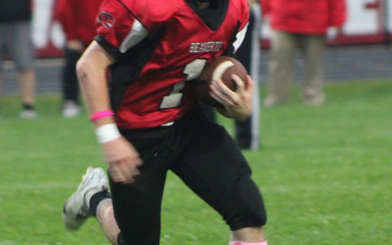 Karter Offenbecker ran for a touchdown to help the Beaverton junior varsity football team top visiting Harrison 22-0 last Thursday for the Beavers first win of the season.