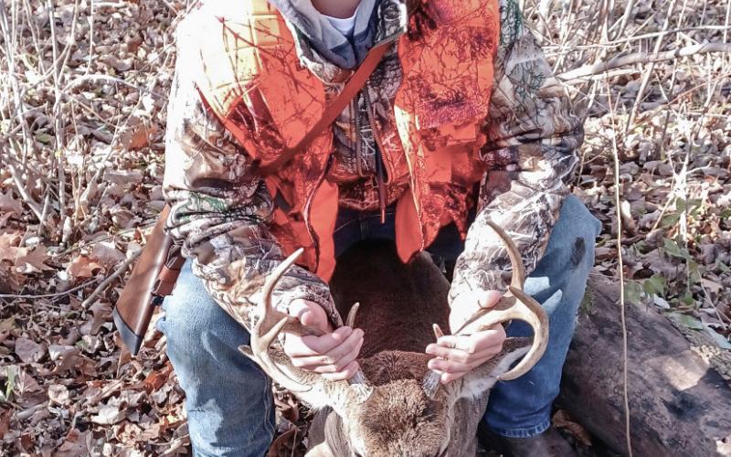 Kendon Bock, age 14, of Beaverton shot this 8-point buck opening morning on Pa’s farm in Coleman.