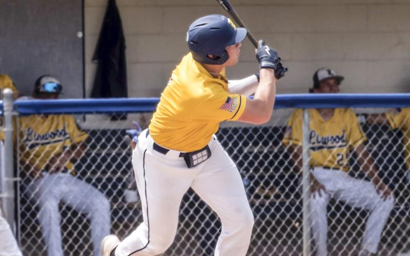 Conner Dee, Gladwin High School 2023 Graduate will be with Spring Arbor University, Spring Arbor, Michigan, this fall. Dee hits this one deep into left field for a double. Dee, a member of Linwood American Legion Post 239 won this game with a score of 9-1 against Blissfield American Legion Post 325 this past Friday at the 43rd Gabby Mills July 4th Invitational held at Northwoods University in Midland, Michigan. PHOTO PROVIDED BY LEON LANGRIDGE