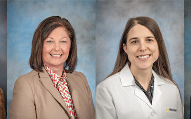 Pictured from left to right: MyMichigan Health Internal Medicine Physician Madhura Mansabdar, M.D., Registered Nurse Jennifer Felten, R.N., B.S.N., Oncology Dietitian Kelly Davis, R.D.N., C.S.O., and Oncologic Physical Therapist Jennifer Root, P.T., D.P.T., C.L.T.-L.A.N.A.