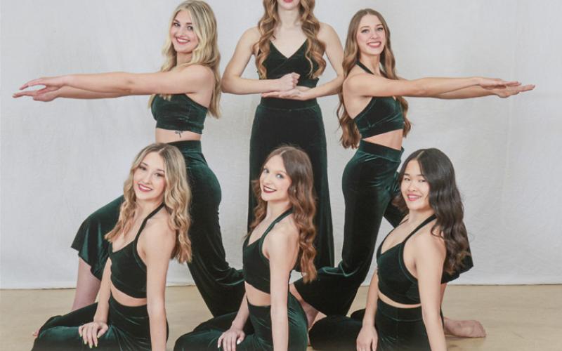 Advance modern earned the highest possible adjudication of a Platinum, plus an overall and a special judges’ award. Dancers pictured left to right, in back row: Braelynn DeLisle, Aloisia Graveline, and Breelyn Visser; front row: Madi Wendling, Zaidee LeVasseur, and Jia Rees.