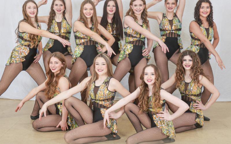 Intermediate Jazz also earned a Platinum and second overall. Dancers pictured left to right, back row are: Brielle Graveline, Ragen Burgess, Laeny Brackrog, Ashlyn Muma, Sophia Dillon, Myla Visser, and Ellie Celestino; and front row: Ayla Donahue, Lily Hillier, Evelyn Harrison and Brynley Brubaker.