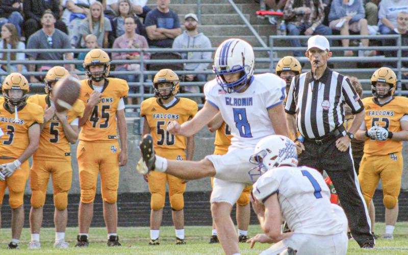 Erik Roggow kicked the game winning field goal in the fourth quarter Saturday when Gladwin beat Kingsford in the first round of the Division 5 playoffs.