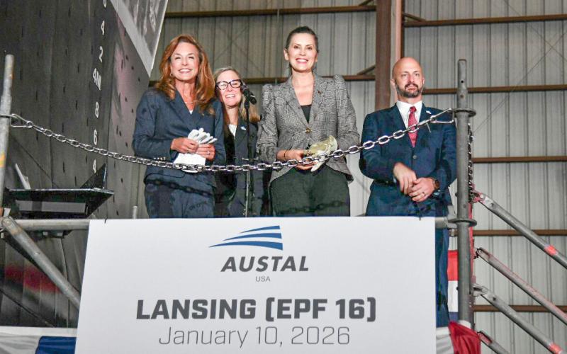 Whitmer attends christening ceremony for USNS Lansing