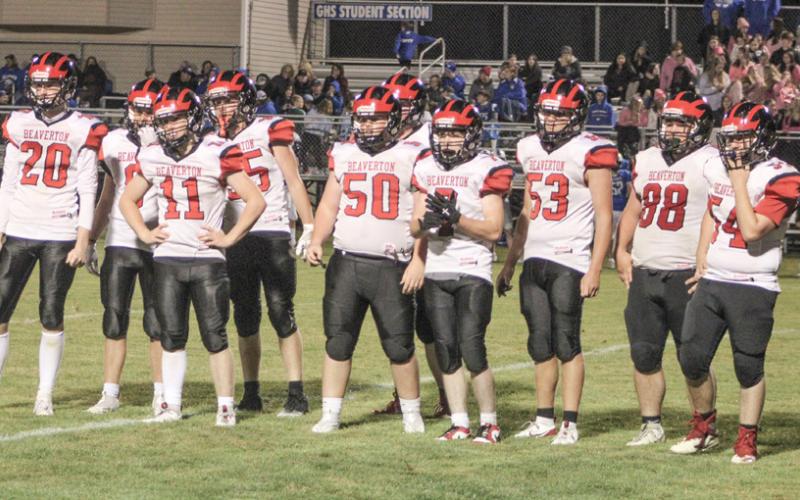 Beaverton’s offense takes in the signals from the sidelines during a recent game. The Beavers fell to Meridian last week.