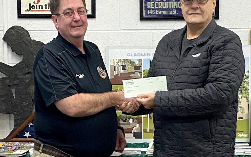 Pictured are Ken Roberts, Office of Veterans Affairs, and Tom Alward, from the Gladwin Masonic Lodge and a Vietnam veteran.