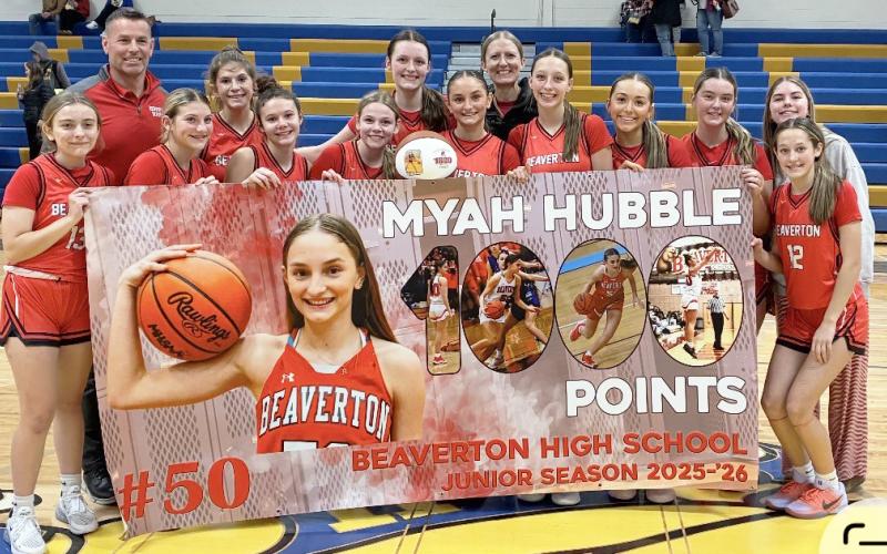 It was a banner night for the Beaverton girls’ basketball team on Thursday when the Beavers remained undefeated with a win at Harrison and Myah Hubble scored her 1,000th career point.