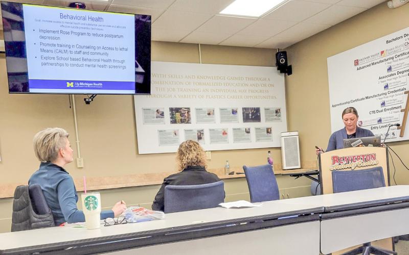 The Gladwin County Community Builders hold a Kitchen Table Conversation on rural health care, one of several topics of local interest the group has discussed at Saturday gatherings over the past two months at the Beaverton Activity Center. Inset photo, Duane Miller.