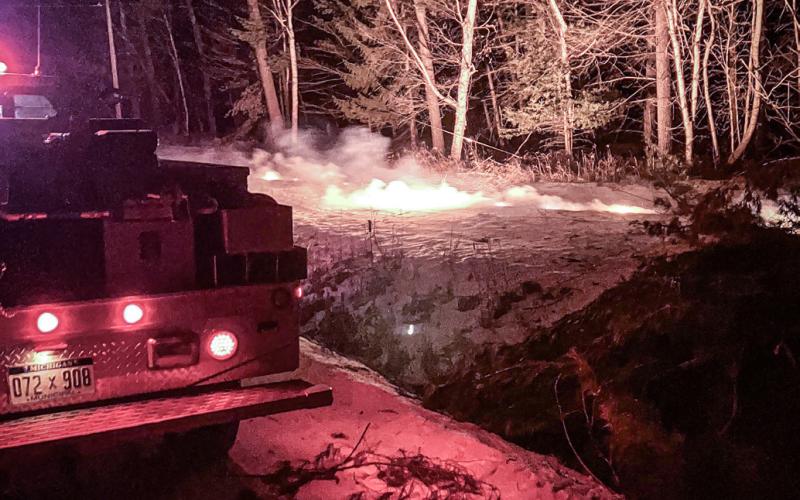 High winds take down power line on M-30