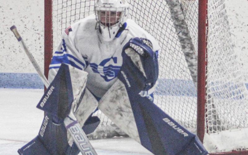 Goalie Preston Willert stands ready for anything fired his way during last Wednesday night’s loss to the Thunder.