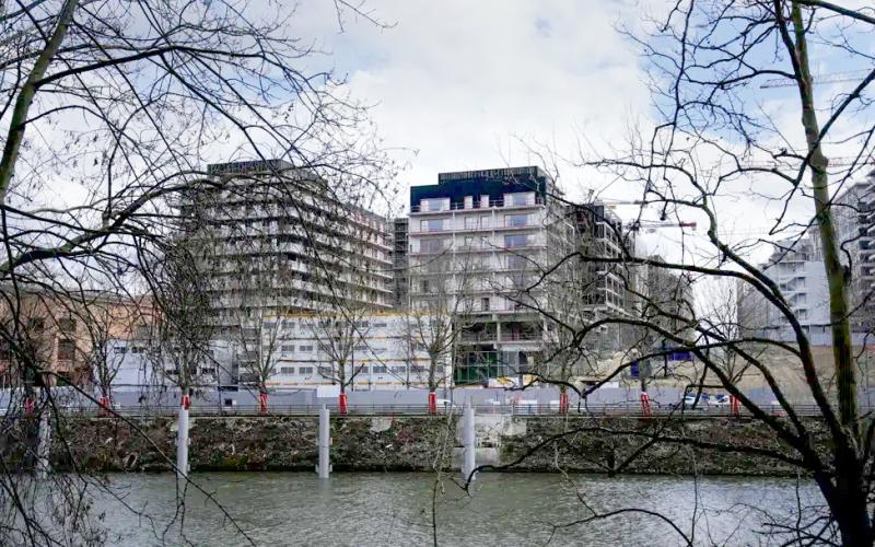 The Olympic athletes’ village construction site is pictured In Saint Denis, outside Paris, Saturday, March 18, 2023. Some Paris 2024 Olympic hopefuls have expressed concern over the lack of air conditioning units in the athletes’ village that will be home for thousands of athletes and sports officials during next year’s Summer Games. (AP Photo/Christophe Ena)