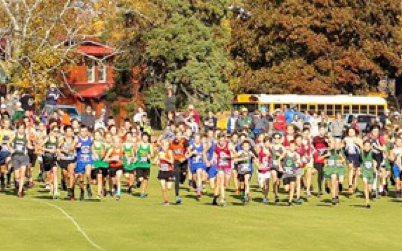 The start of the 197 man race Boys Cross Country Varsity Race at the Gaylord Regionals on Friday, October 21