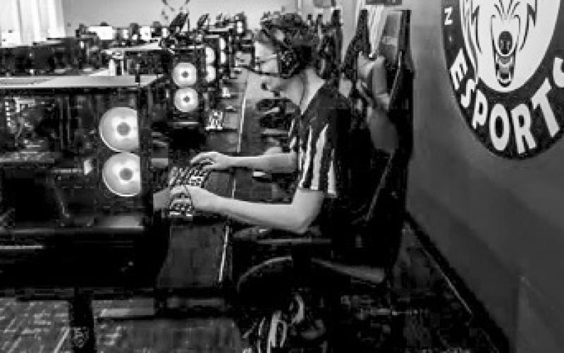 Player is pictured in the Northwood Esports Training Facility, which Michigan high schoolers can come check out during a March 22 open house at Northwood University.