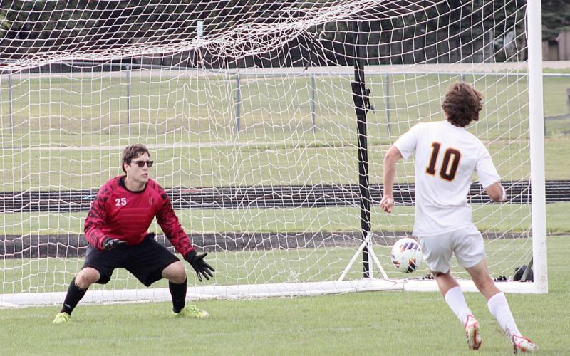 Senior Preston Farley is off to a good start at goalie for Gladwin, despite having to deal with a few too many breakaways in the early going.