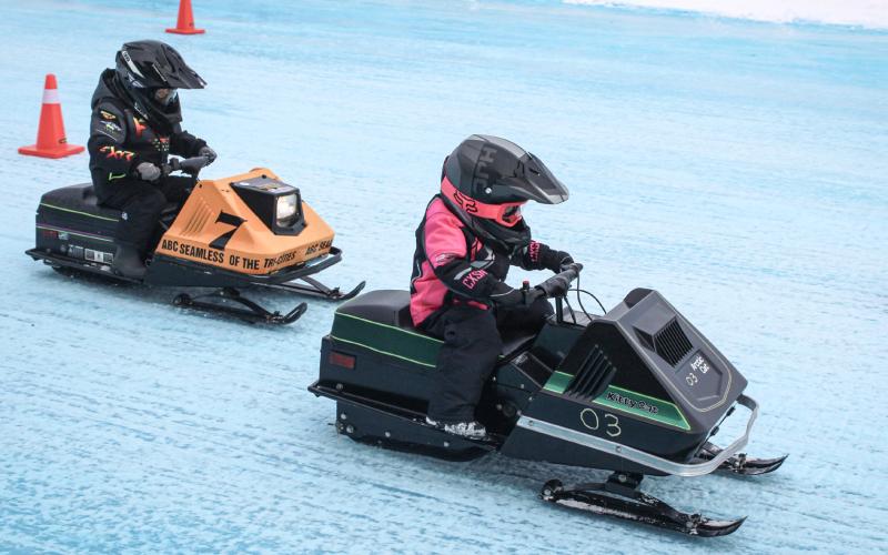 Vintage snowmobiles make their return to the Blue Ice