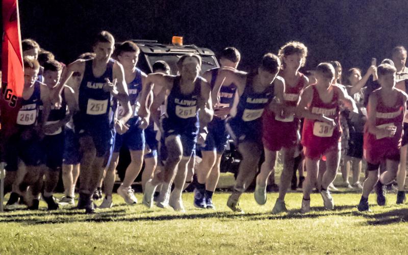 Beaverton and Gladwin Cross Country runners took part in the 11th annual Under the Lights Invitational at St. Johns High School Friday night, August 18. St. Johns cross country coach Bob Sackrider believes his school is the only one in Michigan that has a night race. PHOTO BY LEON LANGRIDGE