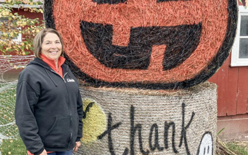 It’s gourds galore at Maxwell’s Pumpkin Farm, which will be open until Halloween and then closing down after 53 years. Inset photo, Linda Maxwell uses a pumpkin-themed sign to thank the many people who have stopped by her pumpkin farm over the past 53 years.